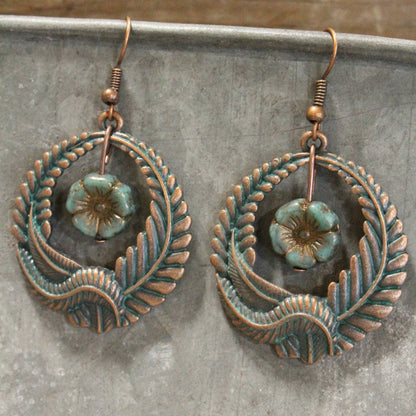 Sprouting New Leaves Patina Dangle Earrings