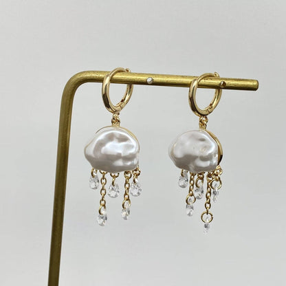 Jellyfish Charm Huggie Earrings