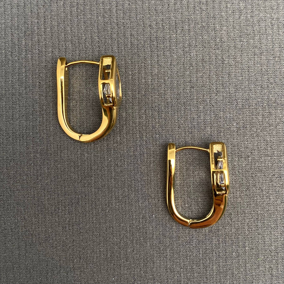 Zircon Inlaid 18K Golden S.Steel Hoop Earrings - FGS