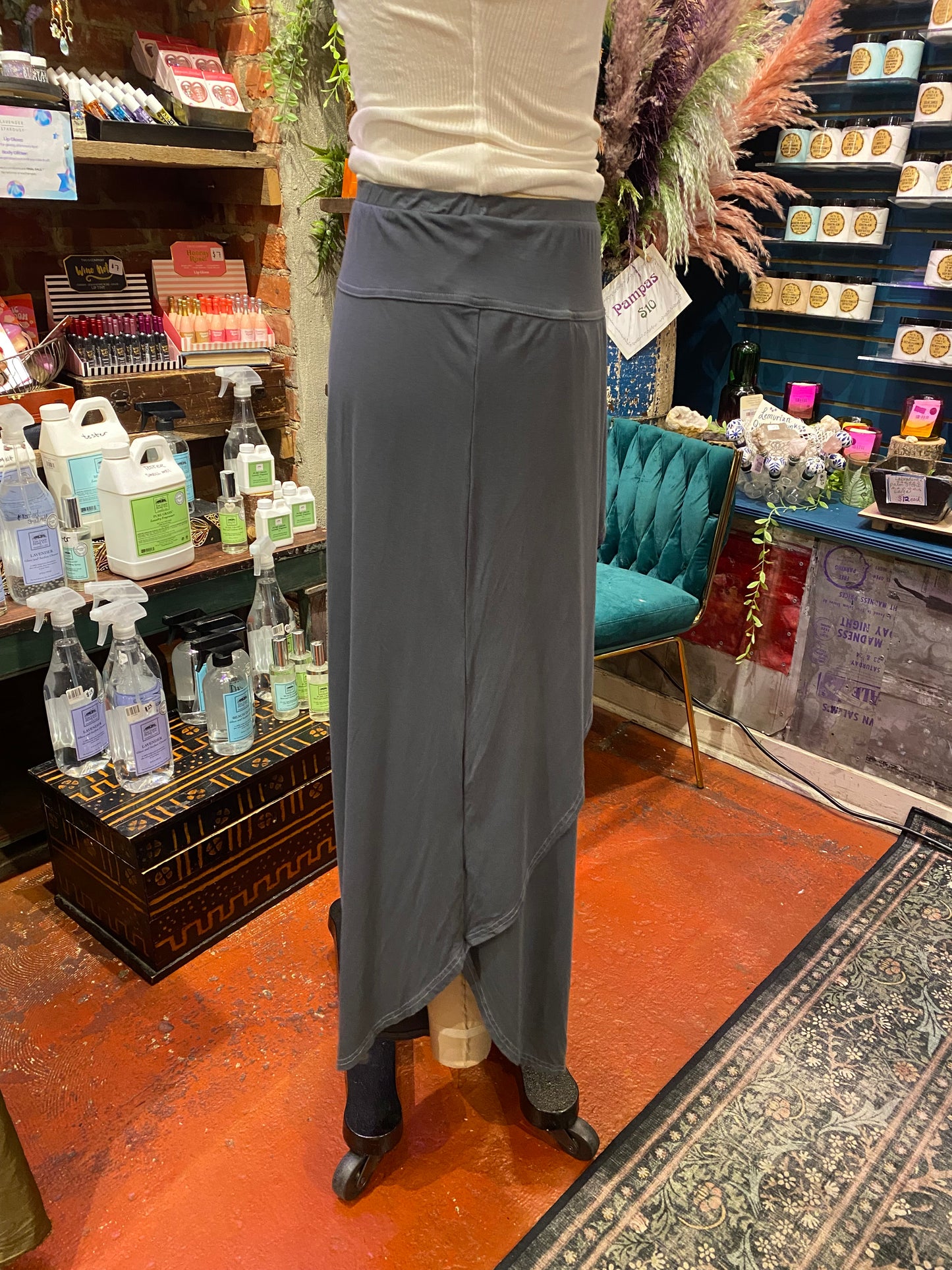 Flowy Leg Wrap Pant - Seaweed