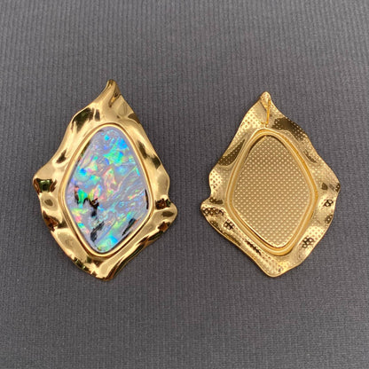 Abalone Shell Geometric 18K Golden S.Steel Earrings - FGS
