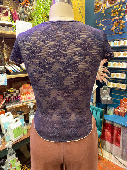 Custom Dyed Short Sleeve Lace - Deep Sea