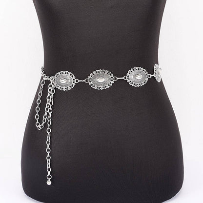 Lace Pattern Medallion Chain Belt - ATS