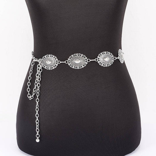 Lace Pattern Medallion Chain Belt - ATS
