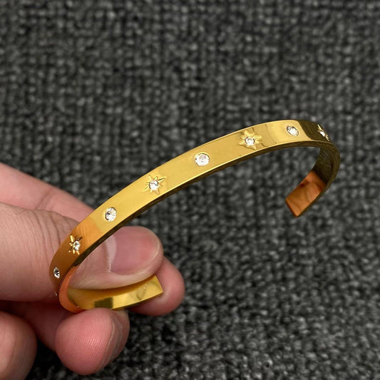 Cubic Zirconia Stars Flat Band Cuff
