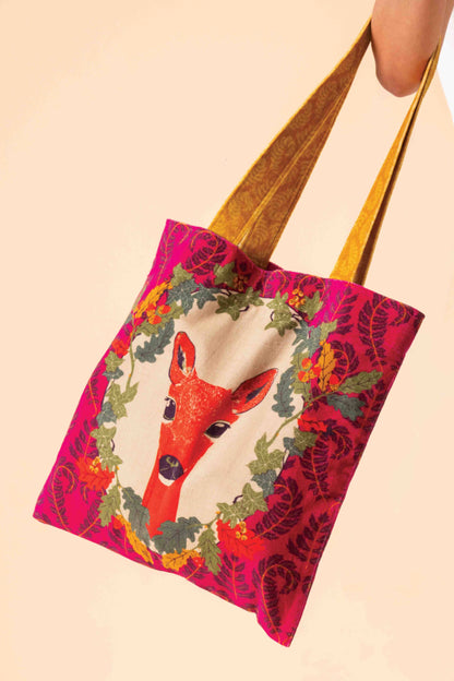 Velvet Tote Bag - Enchanted Evening Doe / Fuchsia