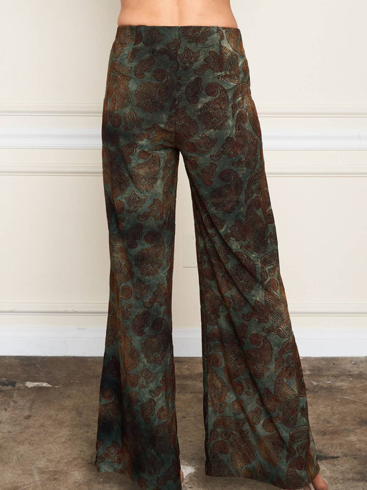Flocked Palazzo Pant - Paisley