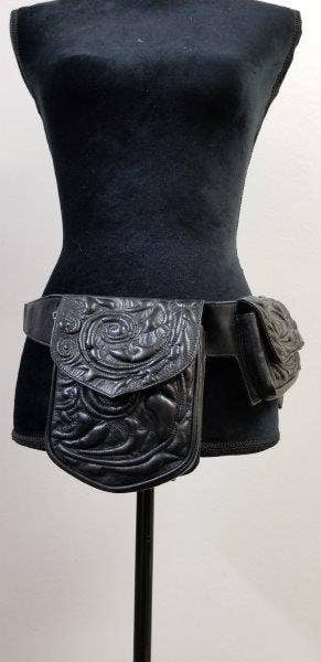 Leather Belt Bag - Black