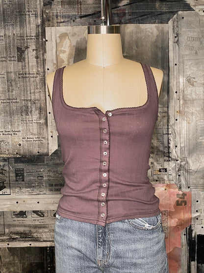 End Game Pointelle Tank - Volcanic Glass