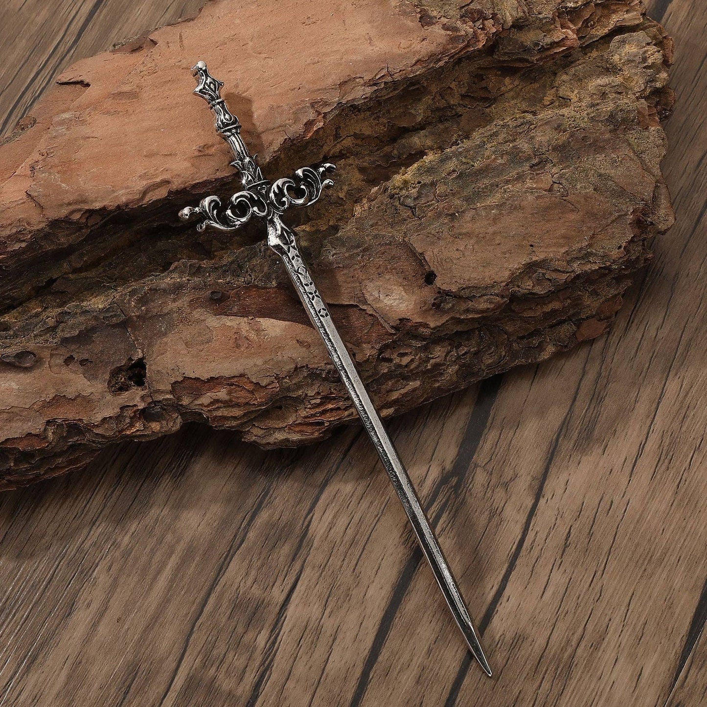 Viking Wave Rune Hairpin - Silver