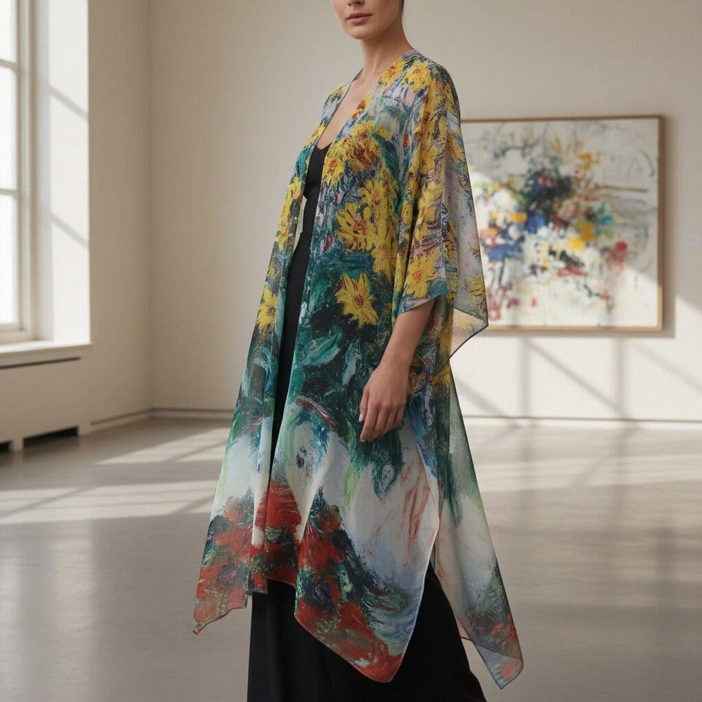 Monet-Jerusalem Artichoke Flower Kimono