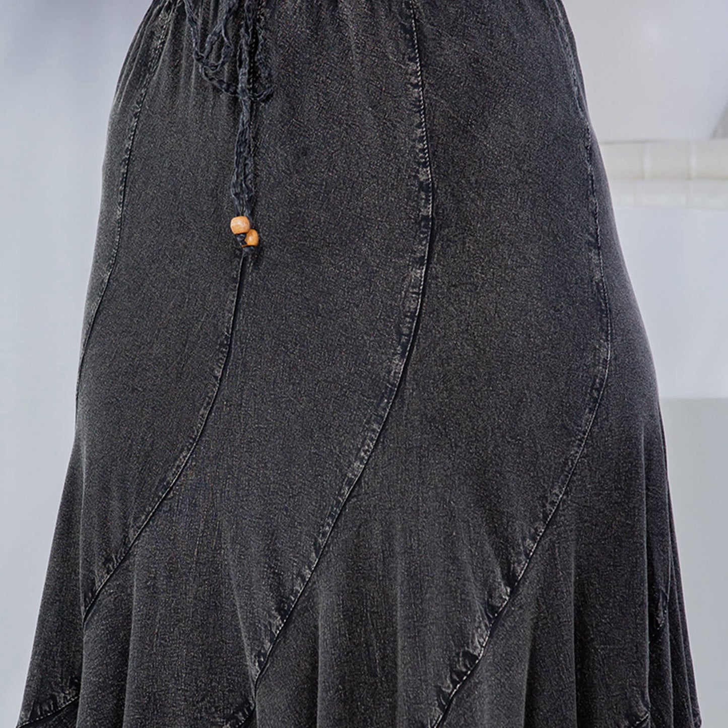 Boho Flair Mid-Length Skirt - Charcoal