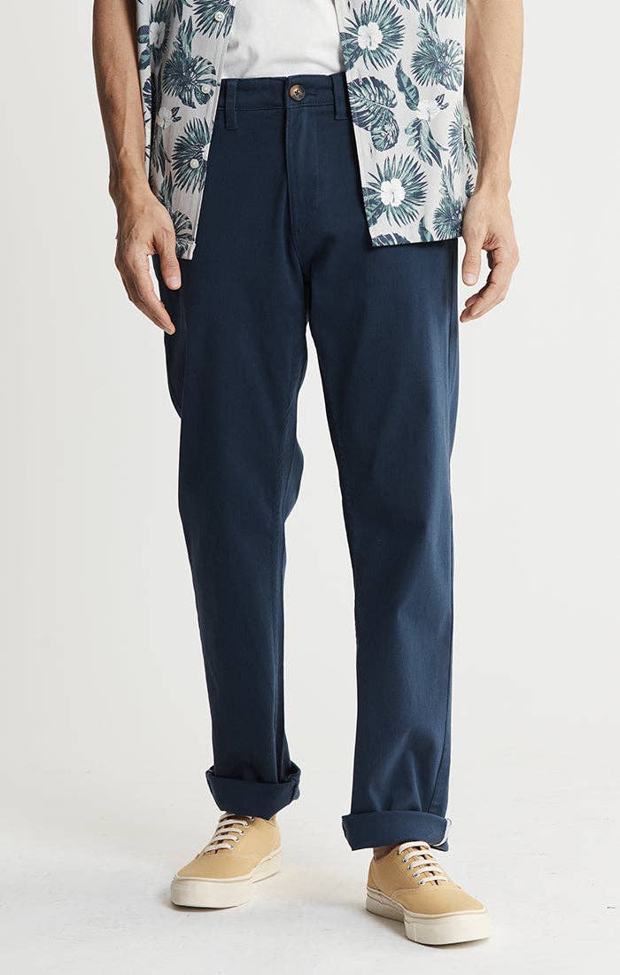 Stretch Cotton Chino Pants - Navy