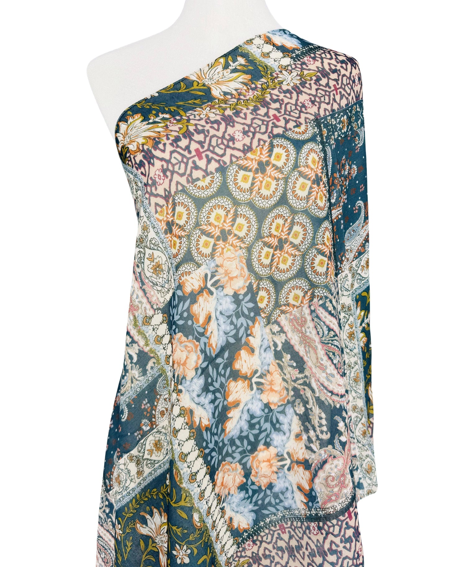 Multicolor Floral Paisley Patchwork Scarf