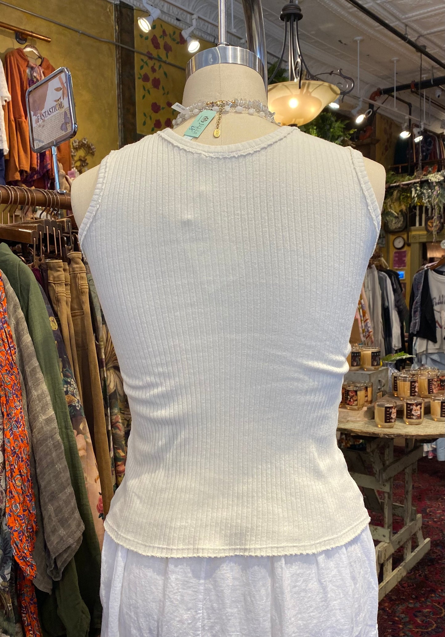 Fitted Ribbed Tank Top - Ivory
