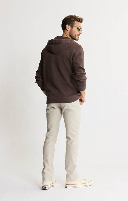 Doubleface Mesh Hooded Henley Pullover - Brown