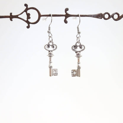 Skeleton Key Earrings | Lightweight Steampunk Keys - Antique Bronze