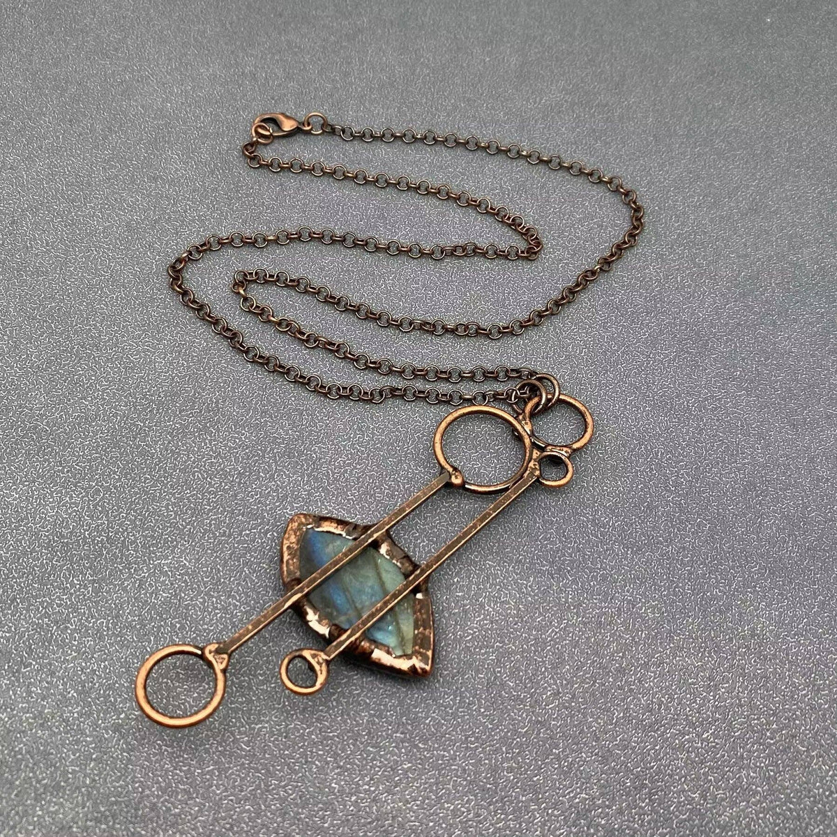 Irregular Labradorite Geometric Pendant Necklace