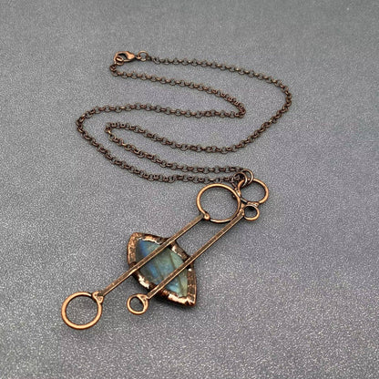 Irregular Labradorite Geometric Pendant Necklace