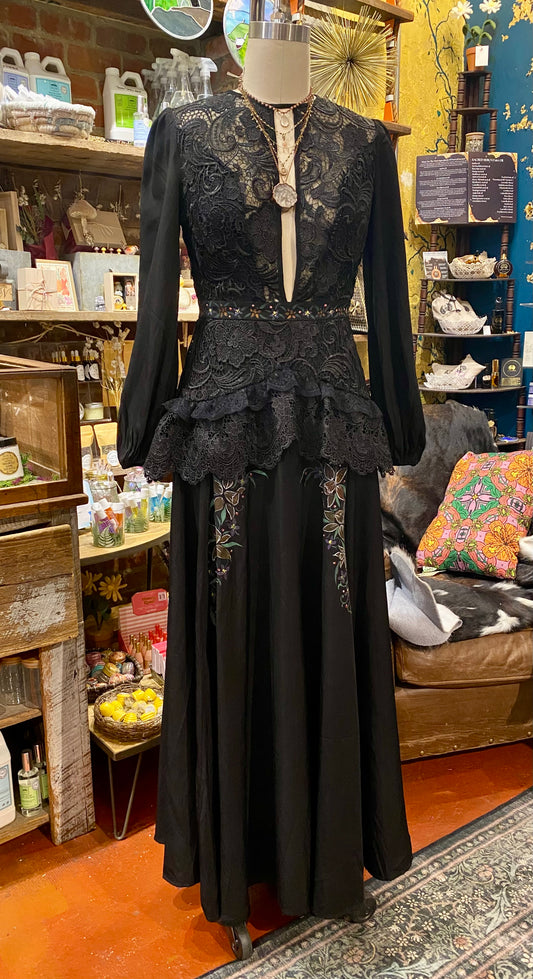 Persephone/Hades Victorian Style Witchwood Maxi Dress - Lacey Woods*