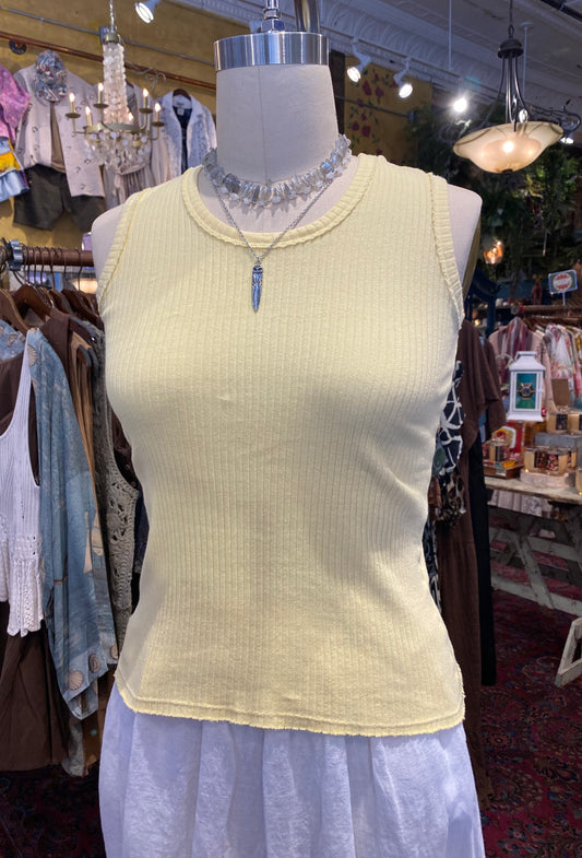 Fitted Ribbed Tank Top - Marigold