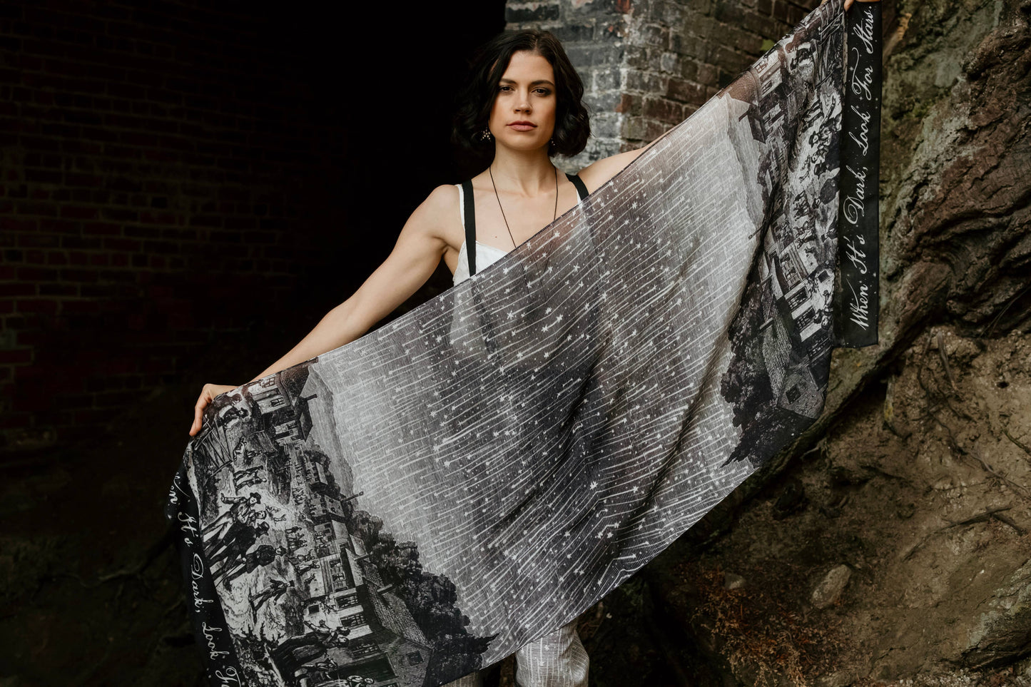 Stargazer Bohemian Scarf with Falling Stars