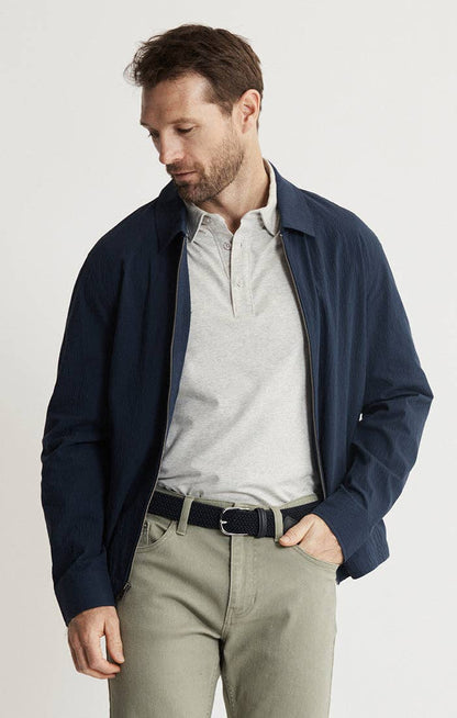 Charles Seersucker Full Zip Jacket - Navy