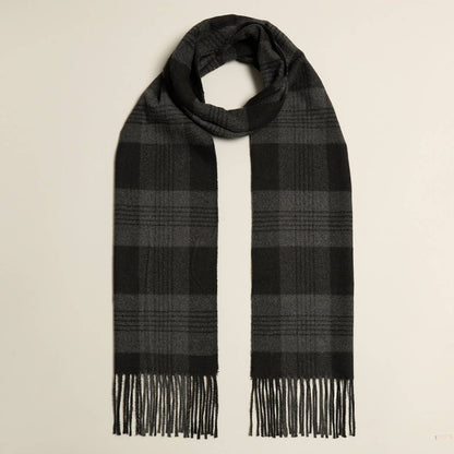 Plaid Herringbone Scarf-Black/Grey