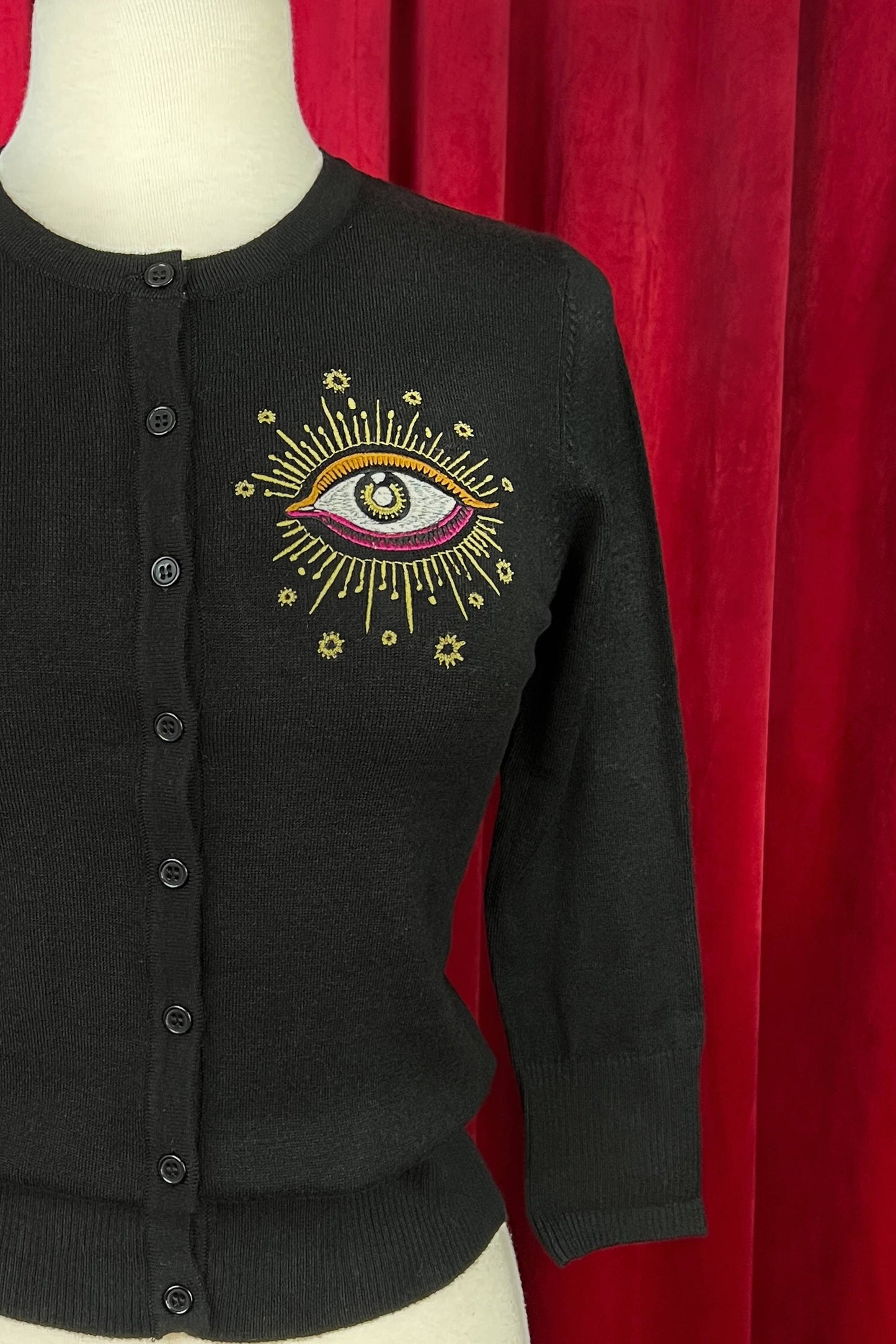 Extended Sizes Third Eye Cardigan- Black