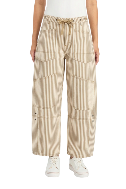 Grommet Waist Patched Wide Leg Pant