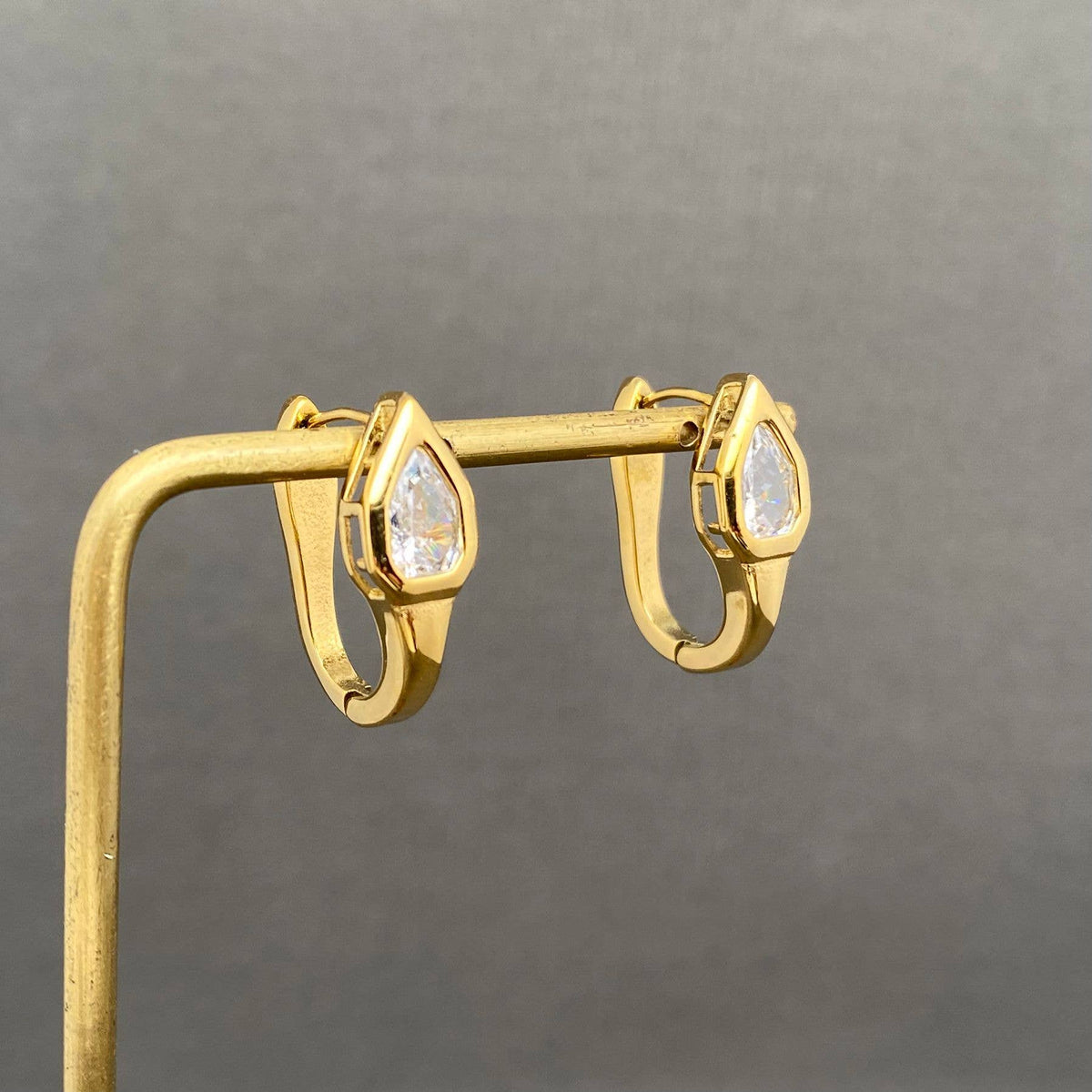 Zircon Inlaid 18K Golden S.Steel Hoop Earrings - FGS