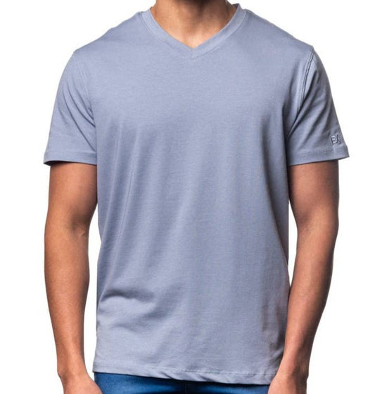 Basic V Neck T-Shirt - Grey - La De Da
