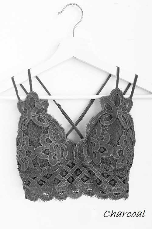 Plus Size Scalloped Lace Cami Bralette -(Choose Color)