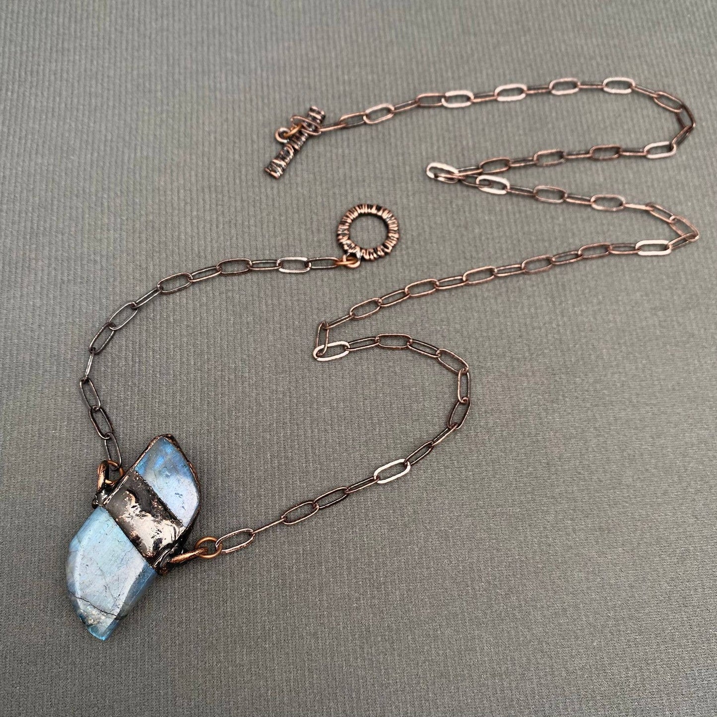 Vintage Natural Stone Labradorite Inlaid Star Moon Pendant - CS/MS