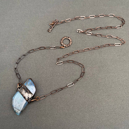 Vintage Natural Stone Labradorite Inlaid Star Moon Pendant - CS/MS