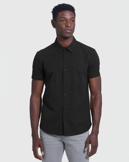 Mens Short Sleeve Button Up Shirt | Commuter | Black