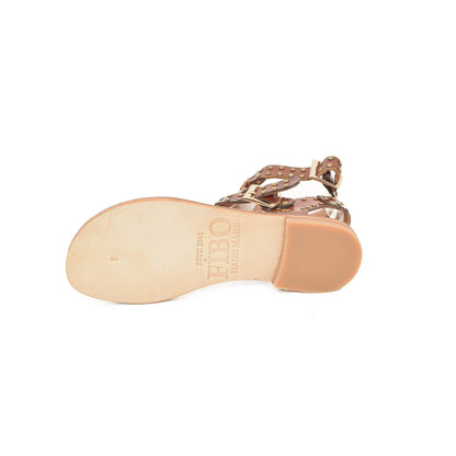Rhea Chestnut Brown Leather Sandals