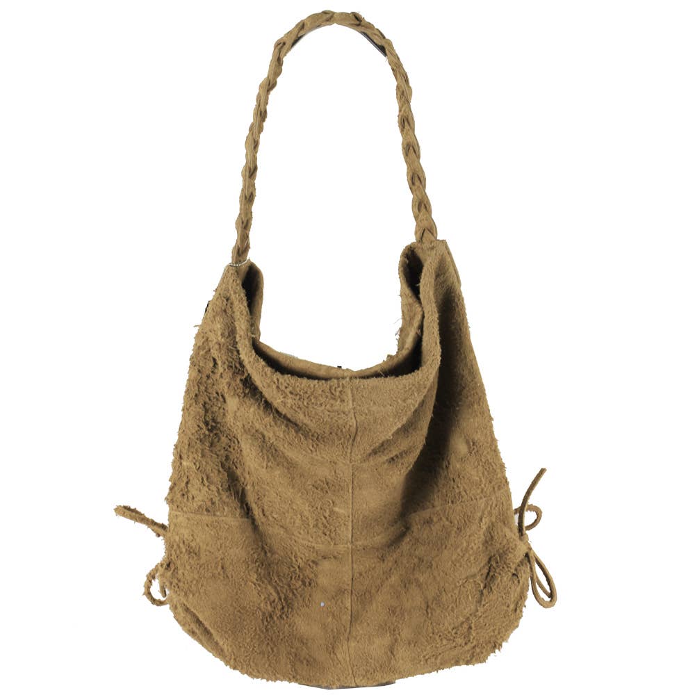 Leonard Handcrafted Leather Shredded Suede Tote - Olive