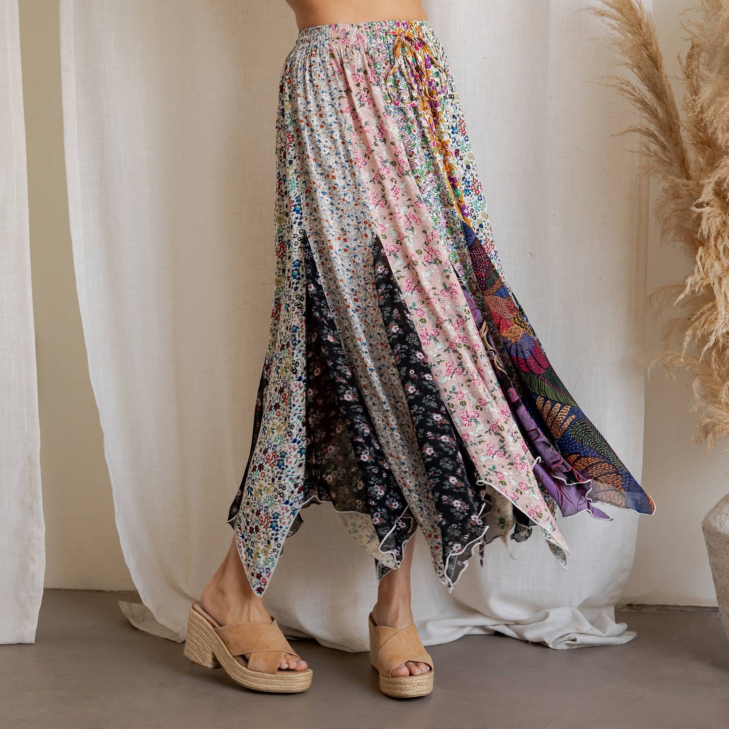 Curve Bohemian Handkerchief Maxi Skirt - Patchwork