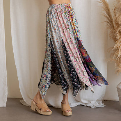 Curve Bohemian Handkerchief Maxi Skirt - Patchwork