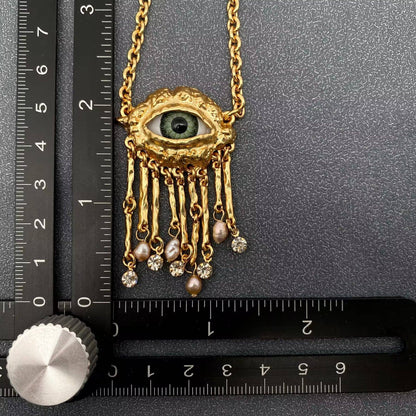 Vintage 18K Gold Plated Evil Eye Charm Necklace
