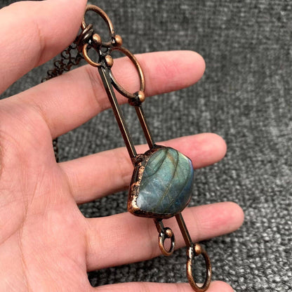Irregular Labradorite Geometric Pendant Necklace