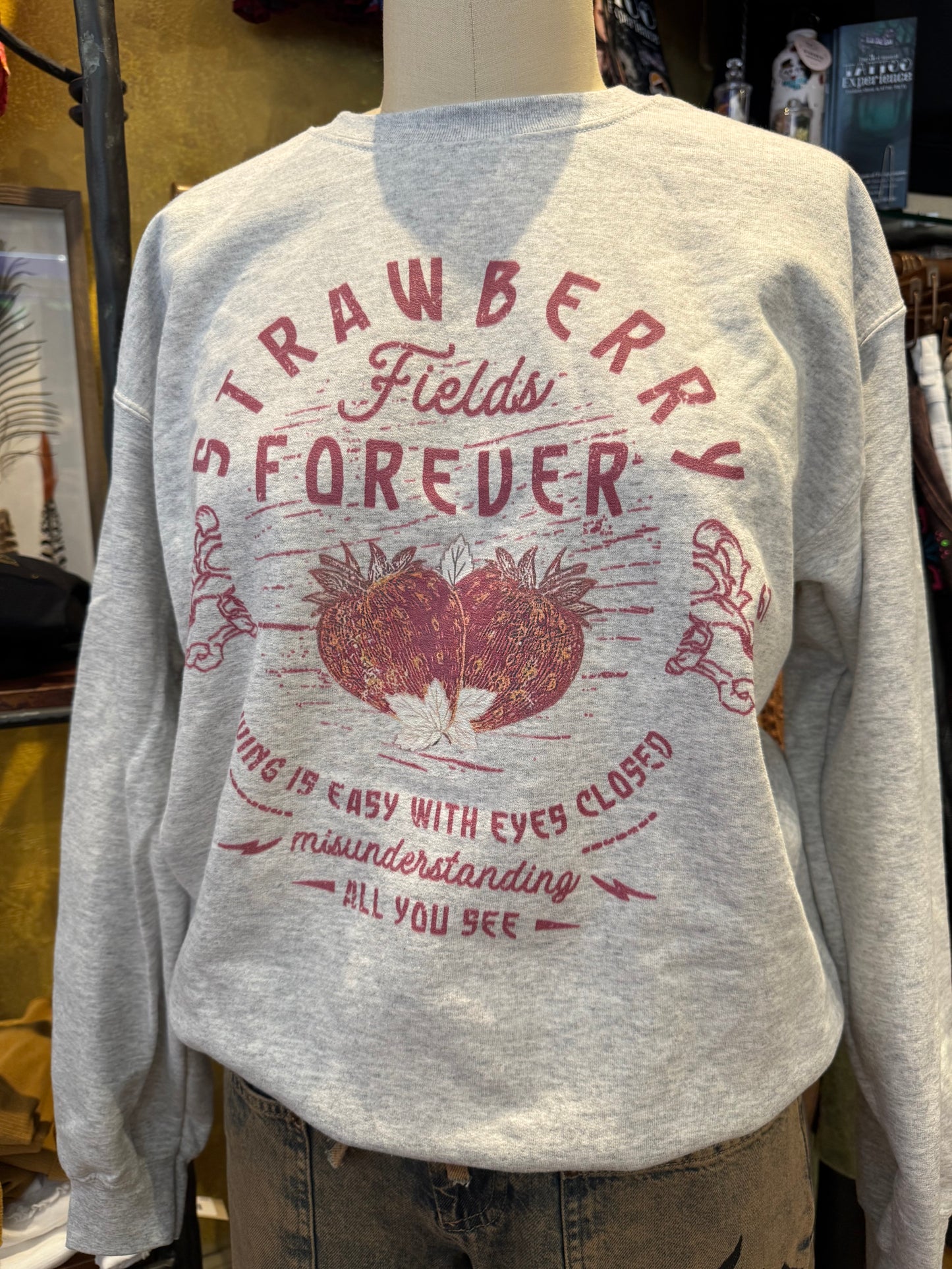 Strawberry Fields Retro Sweatshirt - Ash
