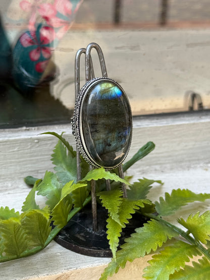 Labradorite Multi Flash Silver Ring