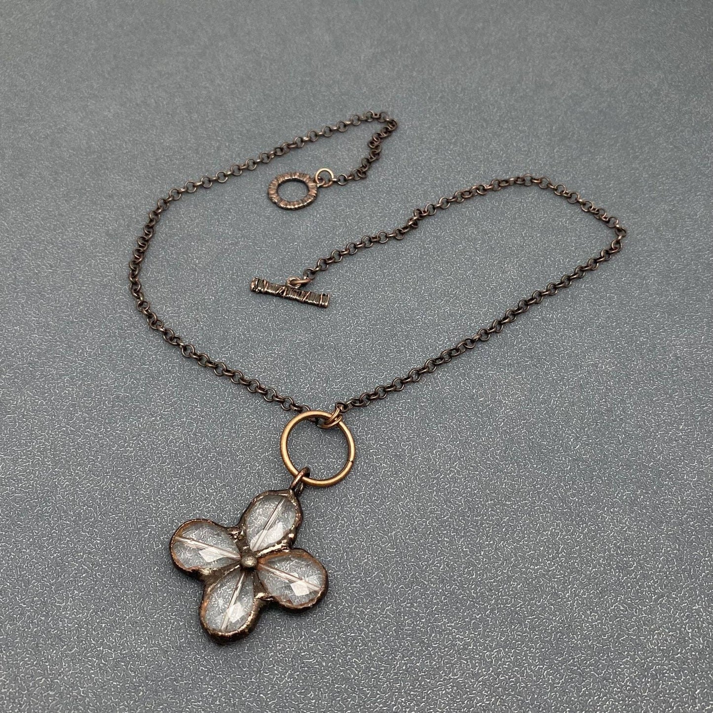 Irregular Four-leaf Clover Shape Crystal Necklace