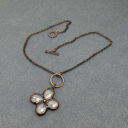 Irregular Four-leaf Clover Shape Crystal Necklace