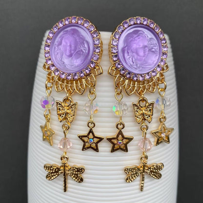 Vintage Sleepy Angel Post Earrings