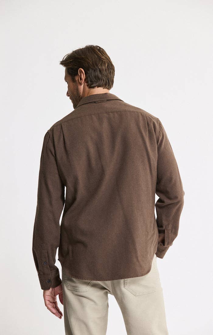 Manor Brushed Twill Flannel Shirt - Brown