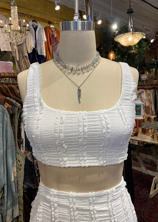 Plunge Neck Cropped Tank - White