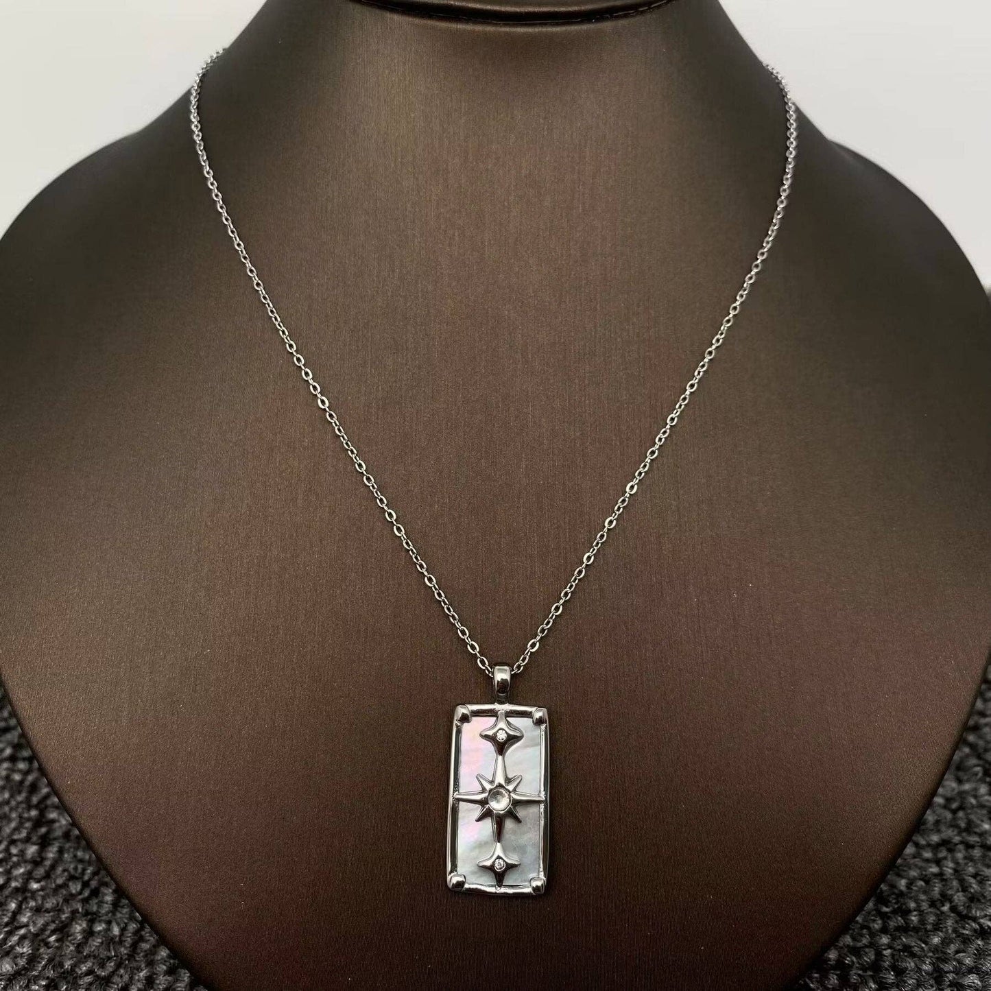 Inlaid Shell Polar Star Tarot 18K Golden SSNecklace